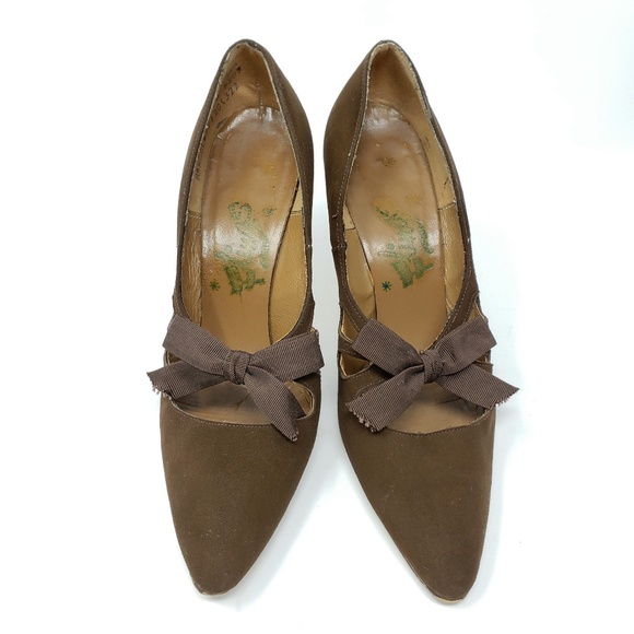 Vintage Flings Brown Suede Heel, Size 6.5 - Picture 4 of 8